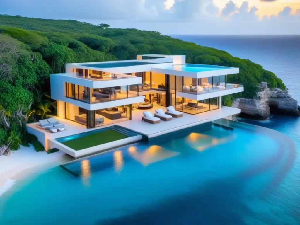 Residencia de lujo en acantilado: Riviera Maya Una mansión de lujo en la Riviera Maya con diseño moderno y vistas impresionantes al mar, en una de las mejores zonas de propiedades de alta gama