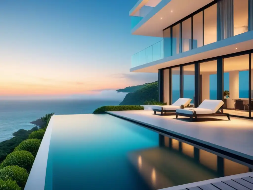 Mansión de lujo en acantilado con piscina infinita y vistas al mar Una mansión moderna de lujo en un acantilado con vistas al mar