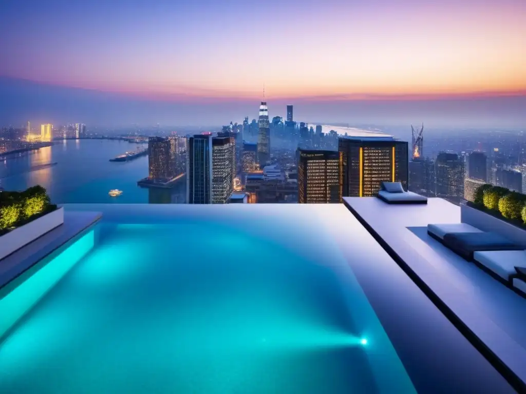 Penthouse de lujo con vistas urbanas y piscina infinita Invertir en mercado lujo accesible: lujoso penthouse con vista a la ciudad y moderno diseño interior