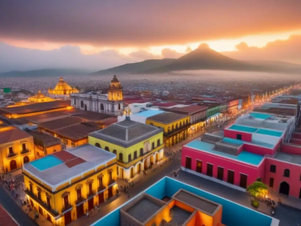 Vibrante ciudad mexicana: fusión de arquitectura tradicional y moderna Mezcla de arquitectura en México: rascacielos y edificios históricos