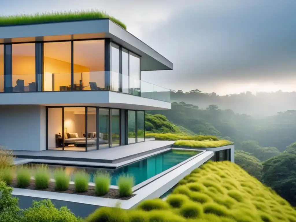 Arquitectura bioclimática: innovación sostenible en entorno natural Un moderno diseño bioclimático en arquitectura fusionado con la naturaleza