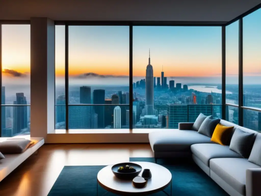 Exclusivo penthouse moderno con vista panorámica a la ciudad Moderno penthouse con vista a la ciudad