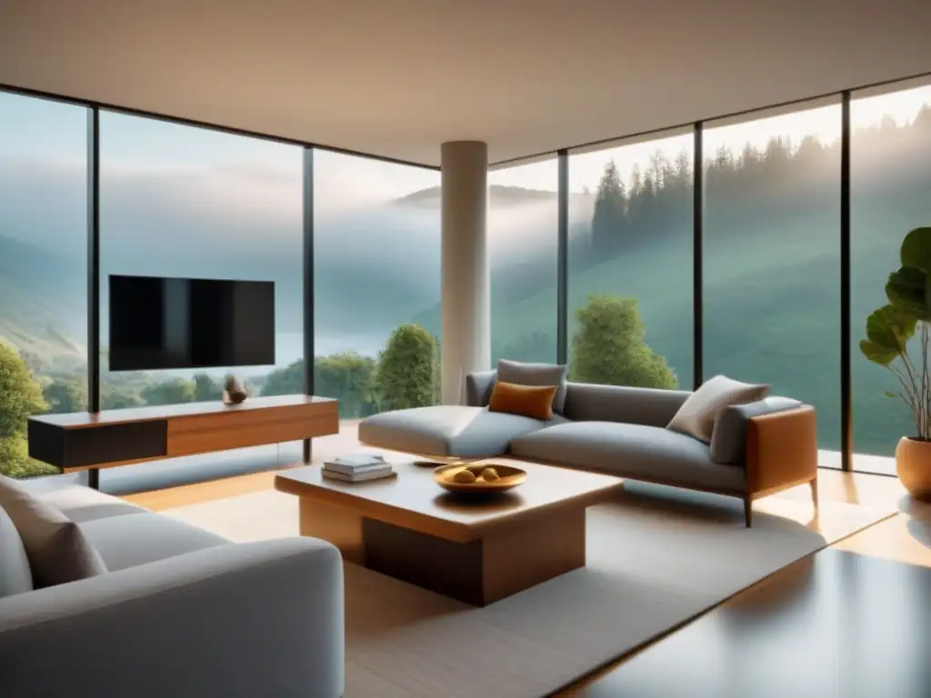 Sala moderna: equilibrio perfecto entre espacio y privacidad Un moderno salón con equilibrio entre espacios abiertos y privados, diseño elegante y armonía de colores