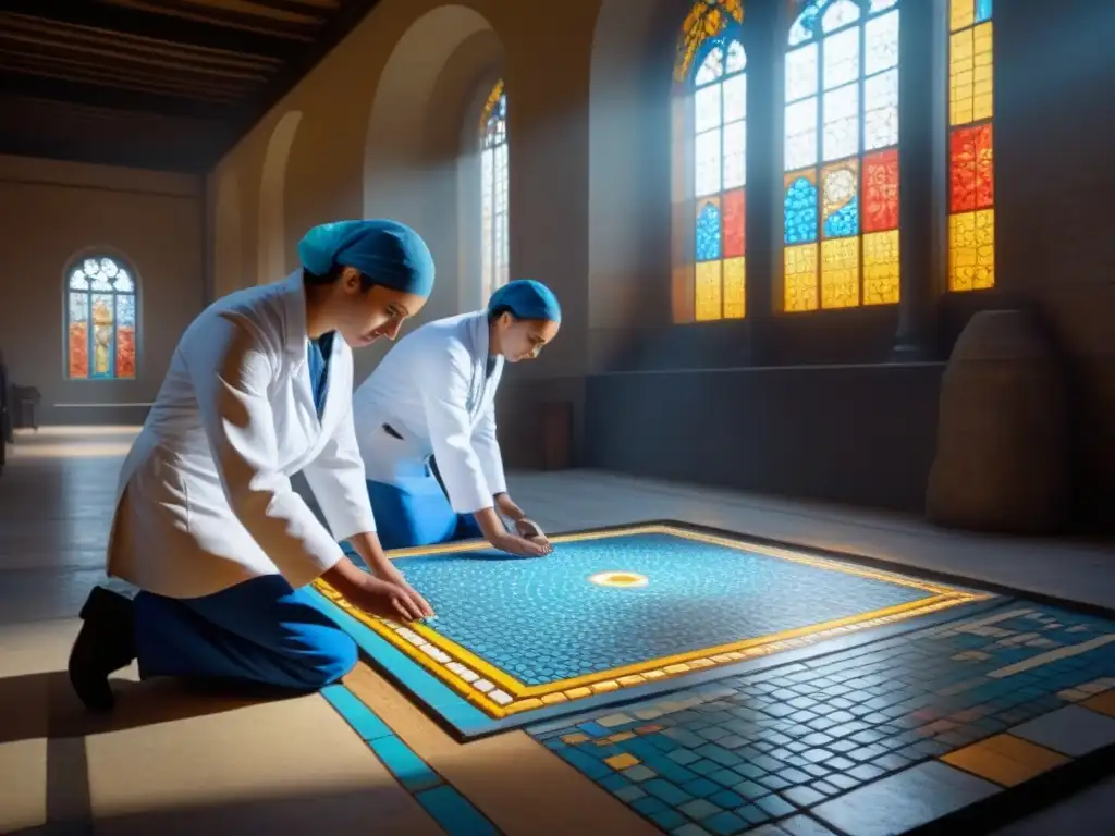 Restauración de mosaico centenario: tradición y tecnología Conservación de mosaicos históricos con alta tecnología y tradición
