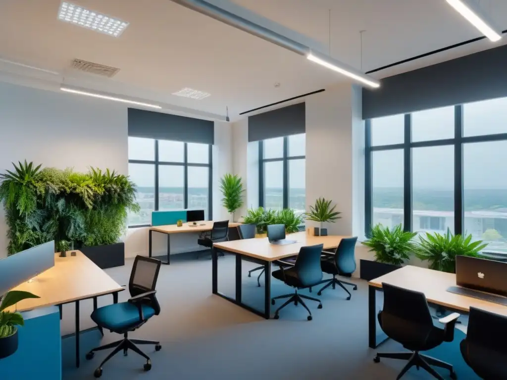 Espacio de coworking ultradetallado: fusión de modernidad y naturaleza Un oasis de productividad y colaboración en un coworking moderno