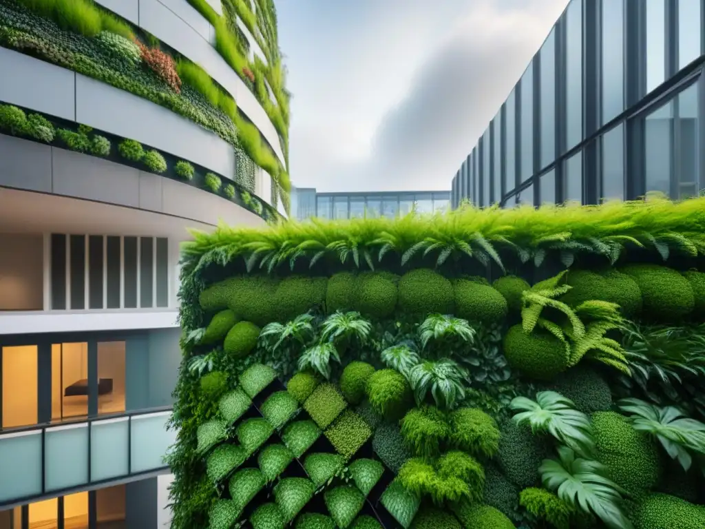 Jardín vertical: arquitectura moderna en simbiosis con la naturaleza Un oasis urbano: diseño contemporáneo que fusiona naturaleza y arquitectura