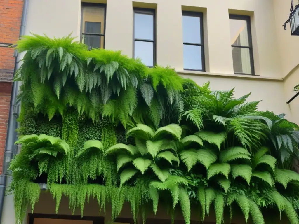 Jardín vertical: fusión verde y arquitectura urbana Un oasis urbano: jardinería vertical para edificios fusionando naturaleza y arquitectura