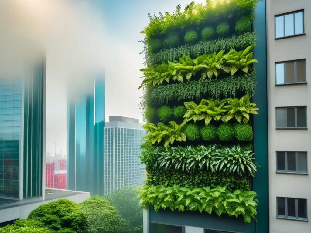Jardín vertical: oasis urbano en la jungla de concreto Un oasis verde en medio del bullicio urbano