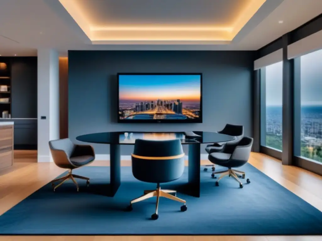 Realidad virtual inmobiliaria: lujo y profesionalismo Oficina elegante con tours virtuales en el sector inmobiliario