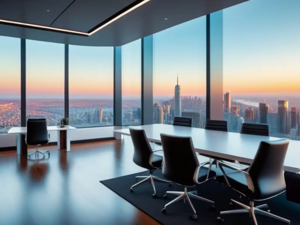 Oficina de lujo en sector inmobiliario: profesionalismo y sofisticación Oficina de lujo en sector inmobiliario, con vista panorámica a la ciudad