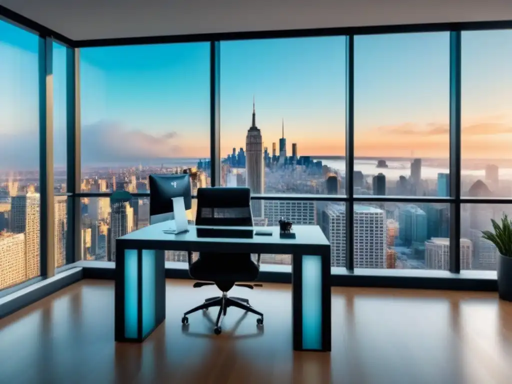 Oficina de lujo con vista a la ciudad, ideal para evitar riesgos en inversión inmobiliaria