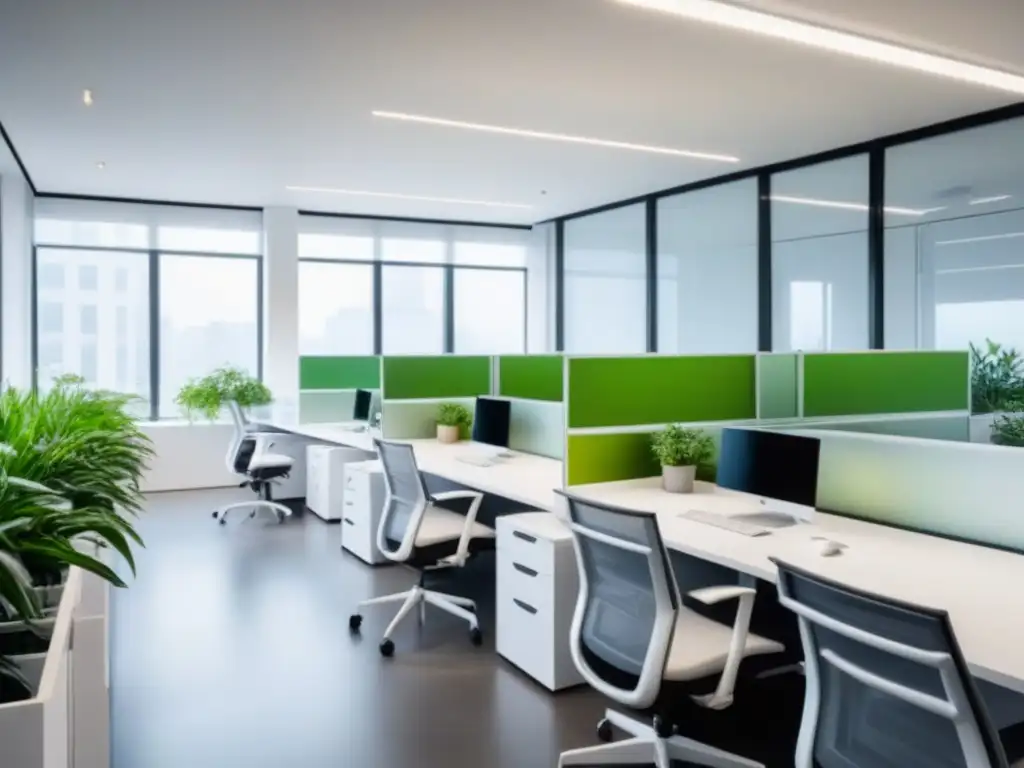 Oficina contemporánea: espacios abiertos con privacidad y luz natural Oficina moderna con equilibrio de diseño, espacios abiertos y privacidad, en un ambiente contemporáneo