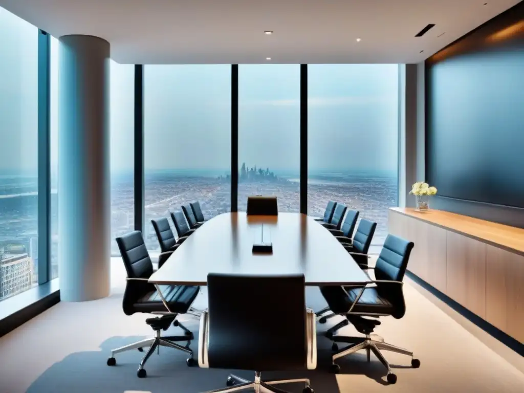 Oficina ejecutiva de lujo con vista panorámica en la ciudad Oficina moderna con estrategias salida inversiones inmobiliarias