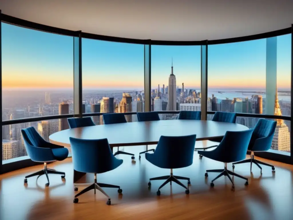 Salón de juntas: fusión política y mercado inmobiliario Oficina moderna con impacto de cambios políticos en mercado inmobiliario