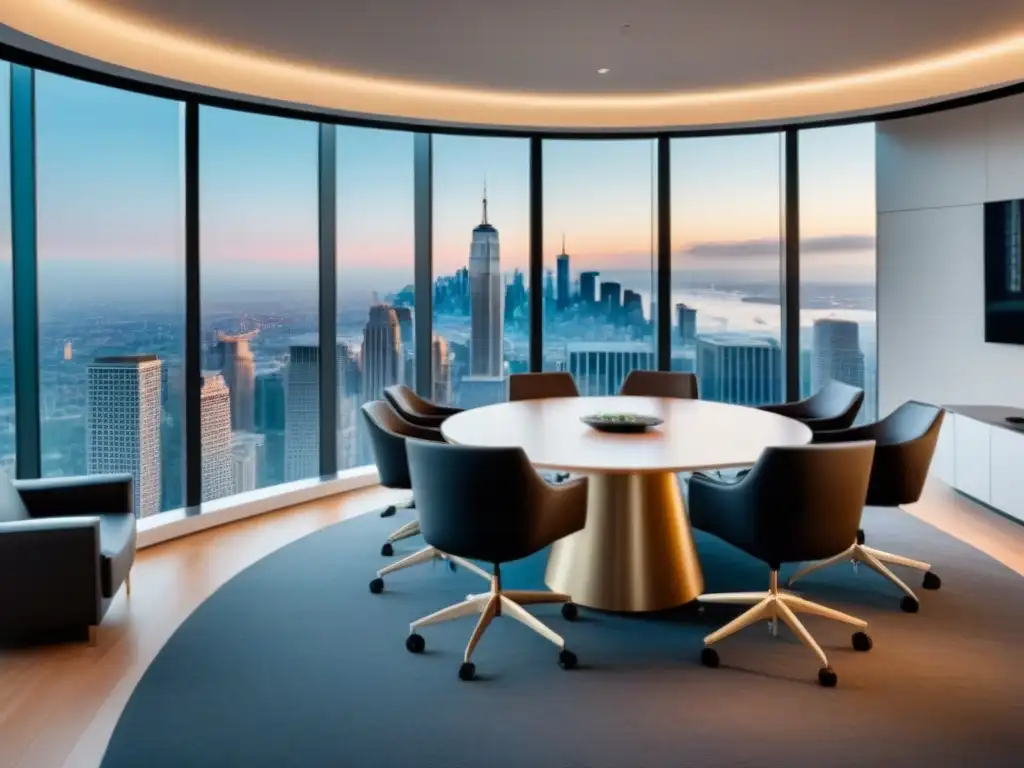 Oficina de lujo con vista a la ciudad para negociaciones inmobiliarias Oficina moderna de lujo para estrategias de negociación segura en inversión inmobiliaria