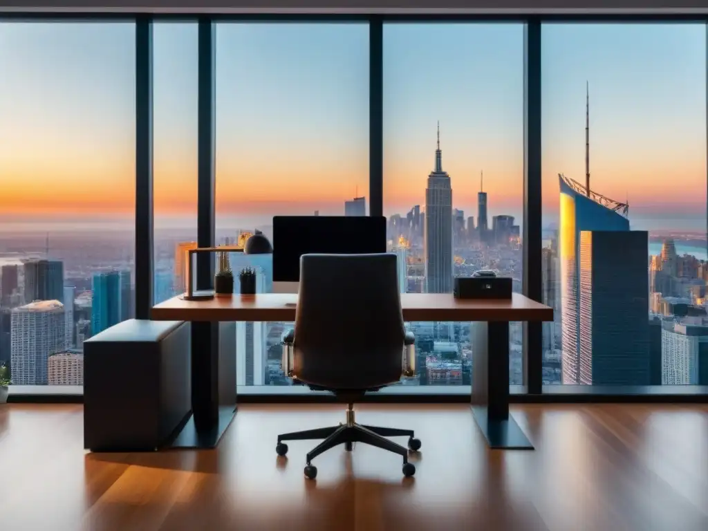 Oficina de lujo con vista panorámica a la ciudad Oficina moderna de lujo con vista a la ciudad
