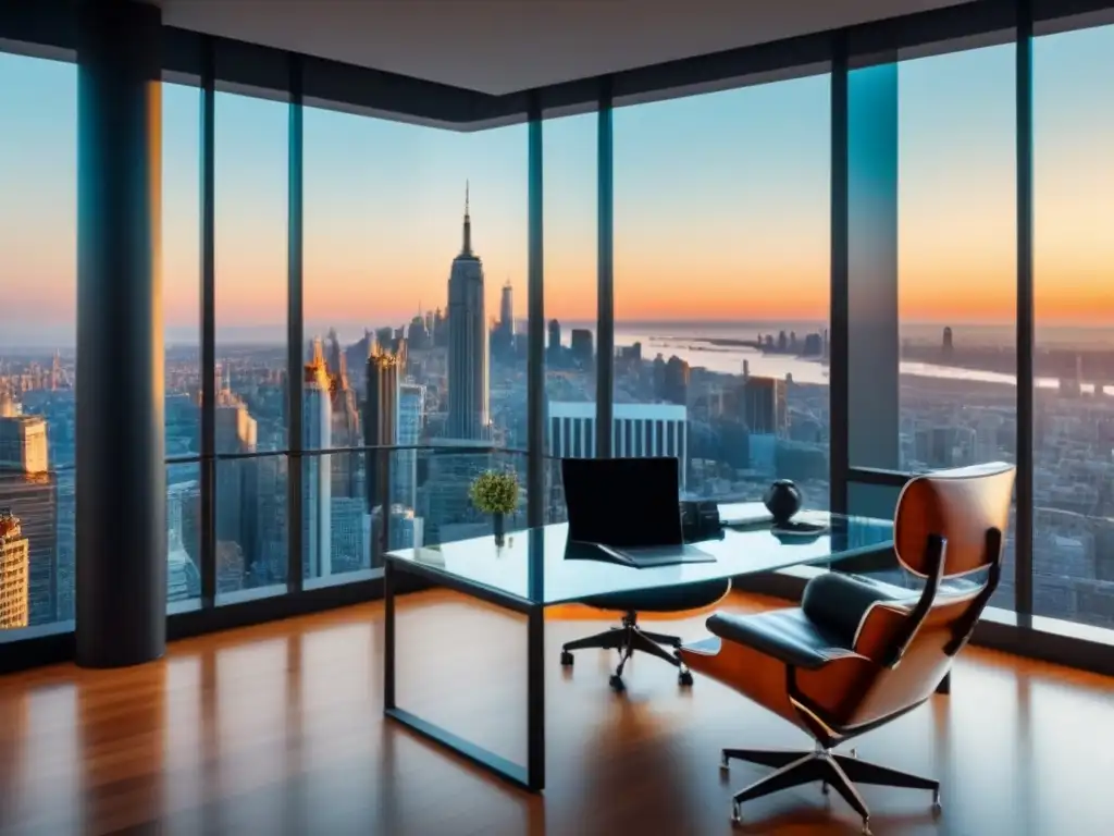 Oficina moderna de lujo con vista a la ciudad Oficina moderna de lujo con vista a la ciudad