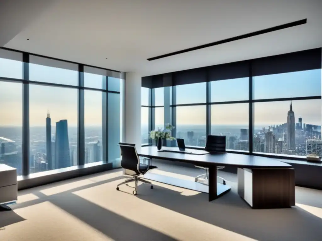 Oficina de lujo para consultas inmobiliarias en la ciudad Oficina moderna de lujo con vistas a la ciudad, ideal para maximizar retorno inversiones inmobiliarias