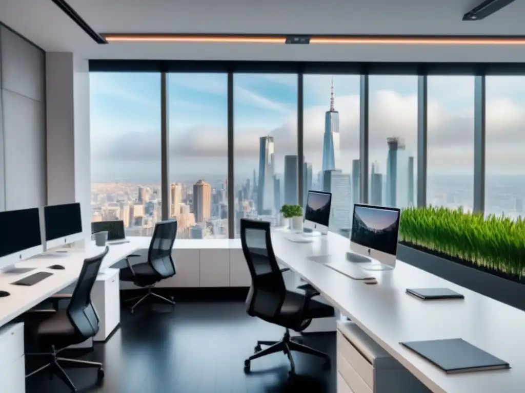 Oficina moderna y elegante: creatividad y colaboración en pleno auge Oficina moderna y lujosa con profesionales trabajando en Financiamiento creativo bienes raíces Sudamérica