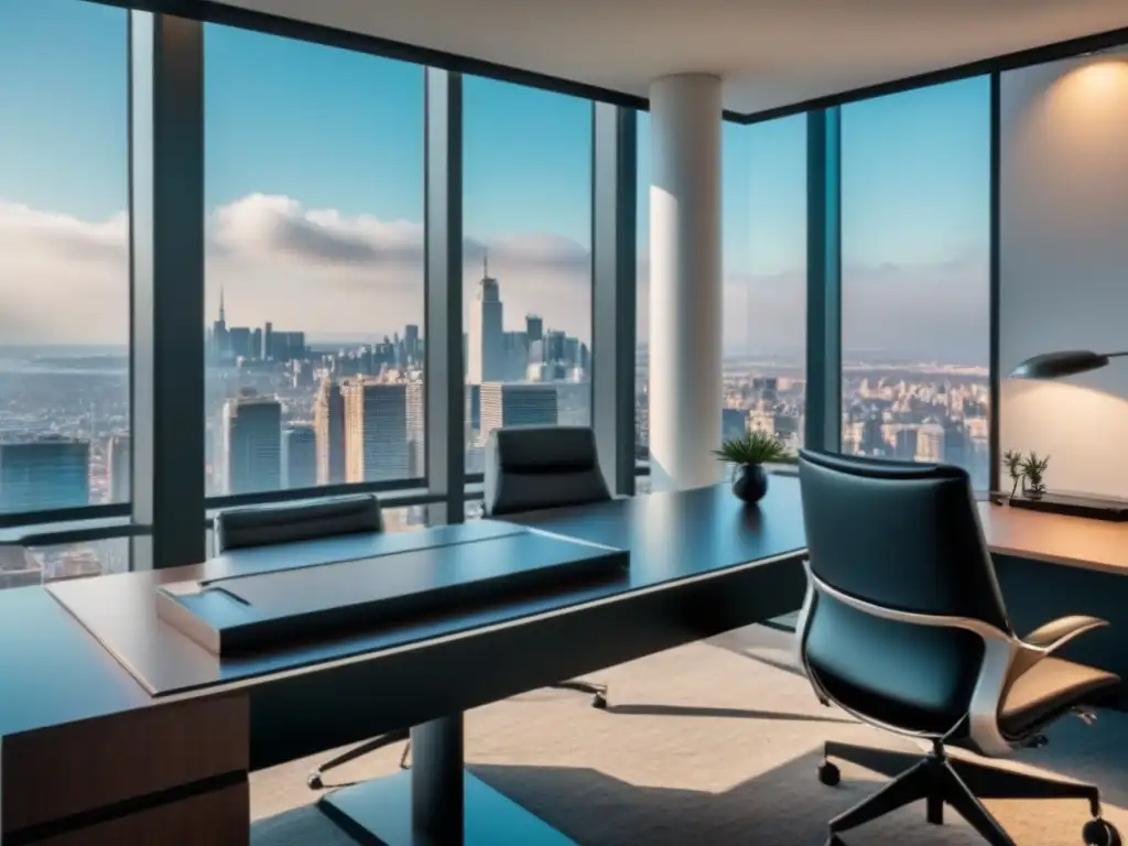 Oficina de lujo con vistas a la ciudad para inversores inmobiliarios Oficina moderna y lujosa con vista a la ciudad y espacio para impuestos en inversiones inmobiliarias