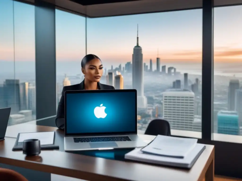 Oficina de lujo con vista a la ciudad en Antigua y Barbuda Oficina moderna con vista a la ciudad, abogado y cliente discuten sobre leyes inmobiliarias Antigua Barbuda