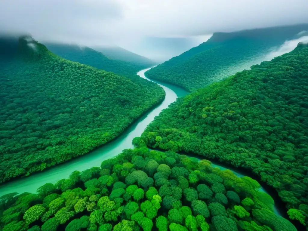 Selva exuberante: río cristalino y vida salvaje en su hábitat natural Un paisaje exuberante de selva con biodiversidad, río cristalino y vida silvestre en su hábitat natural