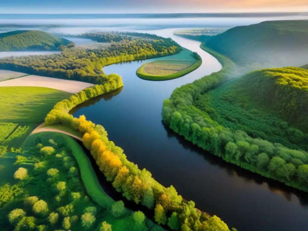Renovación ecológica: Restauración de un paisaje exuberante y sostenible Un paisaje natural restaurado, lleno de vida y esperanza