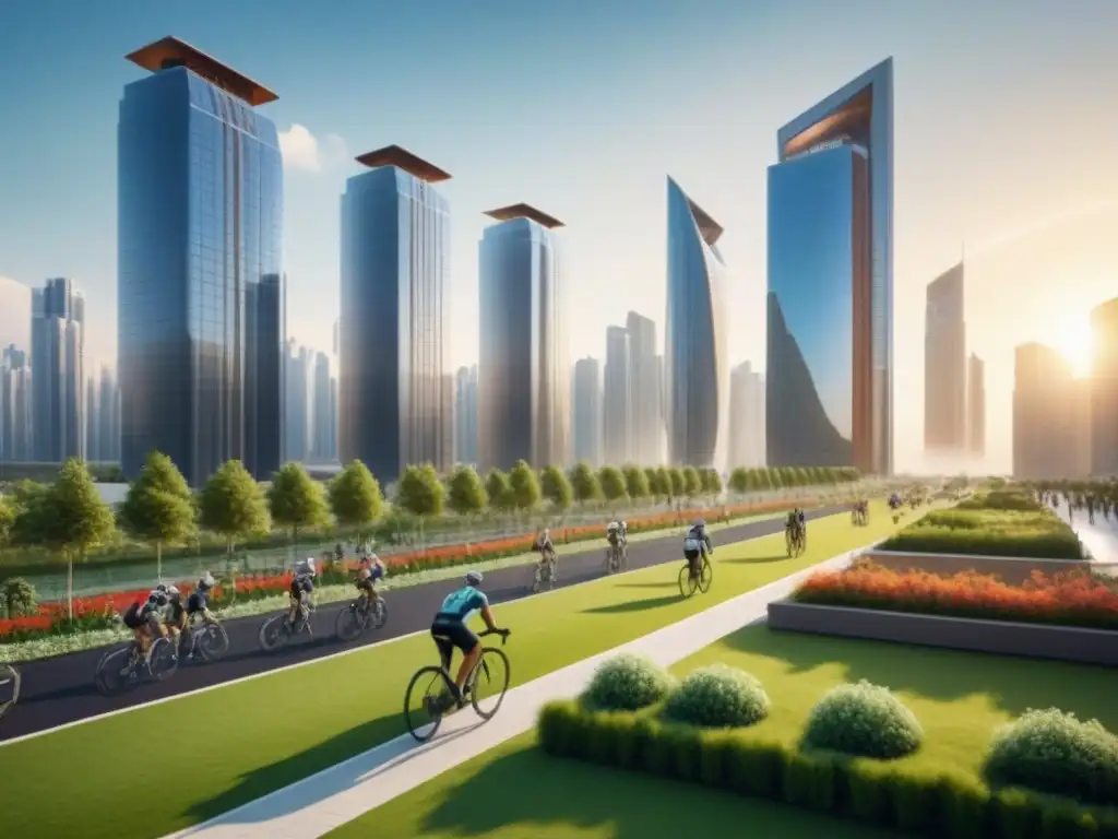 Metrópolis futurista con diversidad y sostenibilidad Un paisaje urbano futurista con impacto de cambios demográficos en propiedades inmobiliarias