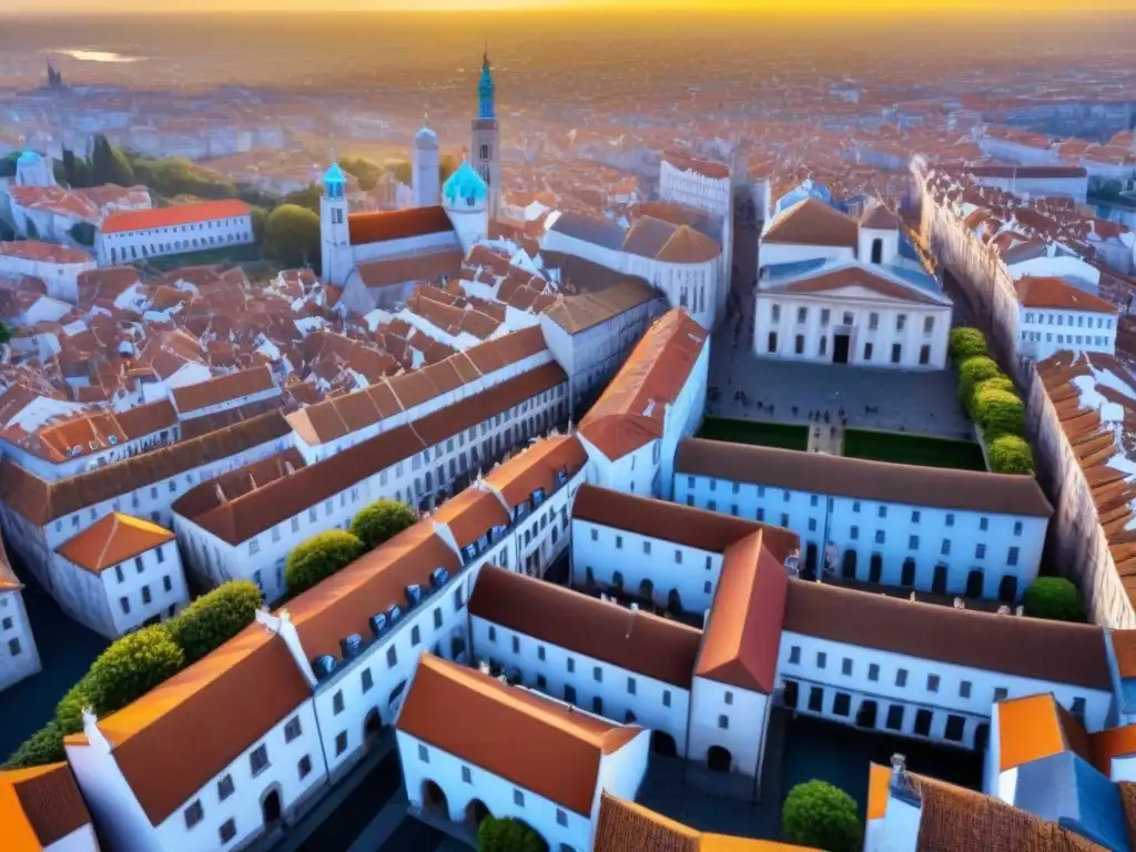 Centro histórico: fusión medieval y moderna al atardecer Paisaje urbano: mezcla de historia y modernidad en zonas históricas con actualizaciones legislativas