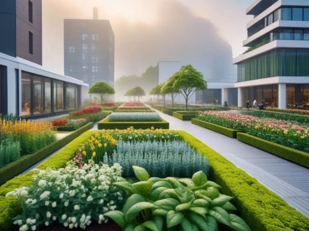 Desarrollo urbano moderno con espacios verdes integrados Un paisaje urbano moderno con espacios verdes integrados, beneficios espacios verdes desarrollos urbanos