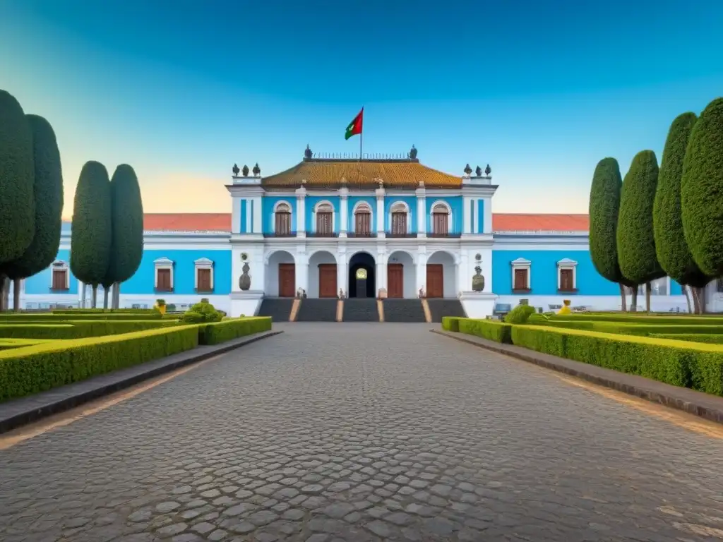 Palacio Nacional de Guatemala: arquitectura detallada en 8k Palacio Nacional de Guatemala bajo cielo azul, representa estabilidad y leyes para inversión inmobiliaria en Guatemala