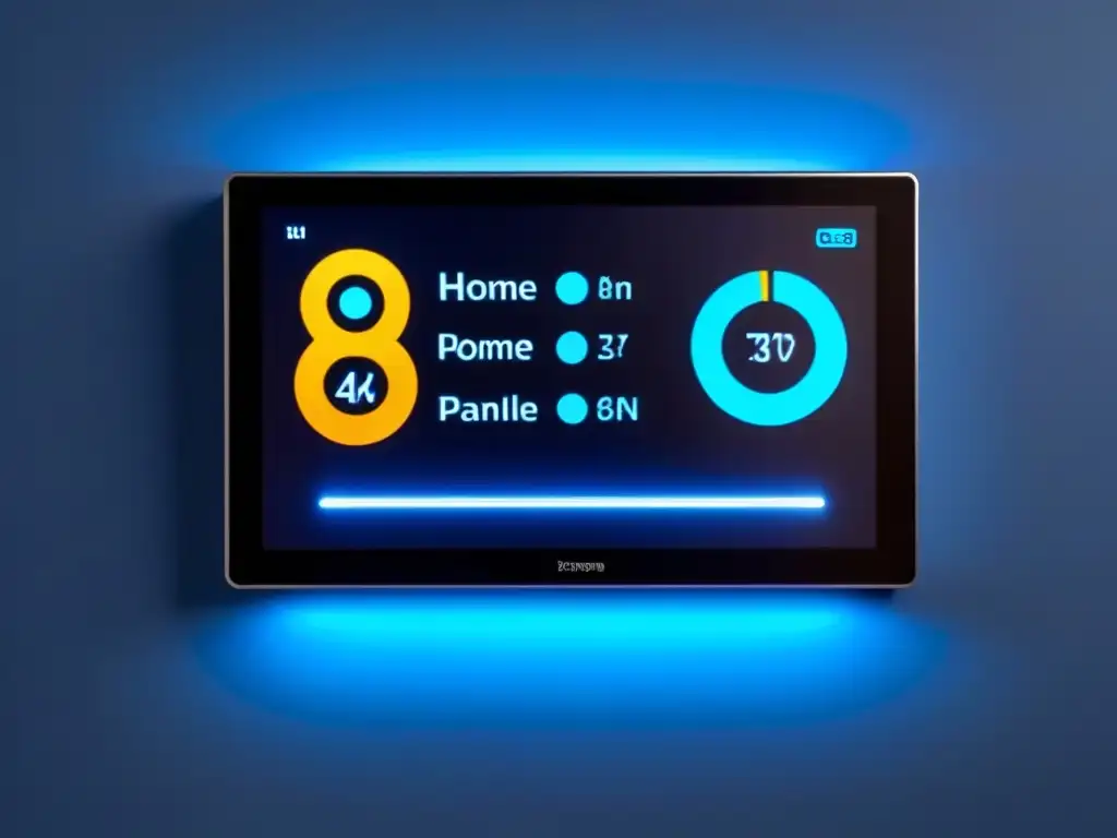 Panel de control inteligente futurista en ultra HD 8k Panel de control futurista en una casa inteligente, iluminado en azul