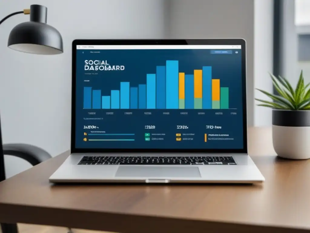 Tablero de Marketing Digital Inmobiliario: Datos e Innovación Un panel de control de marketing en redes sociales para profesionales inmobiliarios, con gráficos interactivos y herramientas analíticas