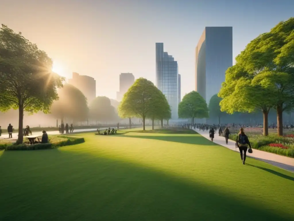 Renovación urbana: de gris a verde, un oasis en la ciudad Un parque verde y vibrante transforma un espacio urbano abandonado, resaltando la transformación de espacios urbanos abandonados