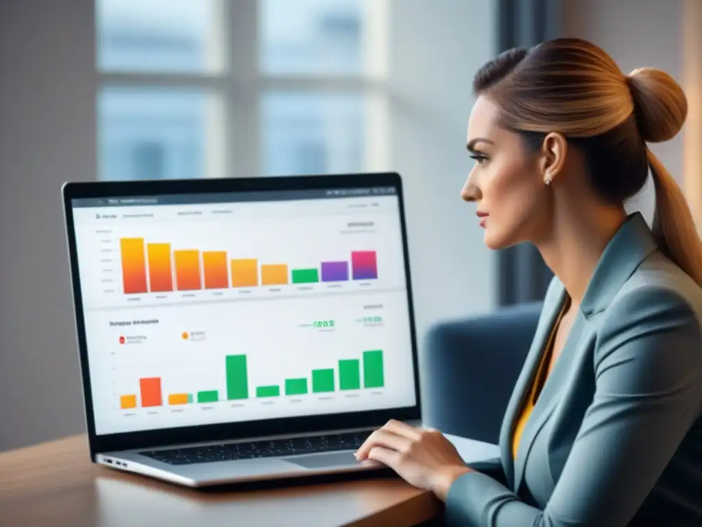Análisis detallado de refinanciamiento hipotecario en laptop moderna Persona revisando ofertas de refinanciamiento en laptop moderna, evitando errores al refinanciar inmobiliario