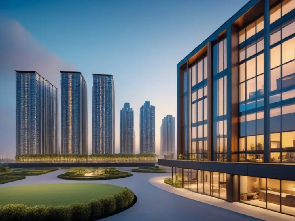 Diversificación Inmobiliaria: Detalles en 8k Portafolio diversificado de activos inmobiliarios en interfaz digital moderna