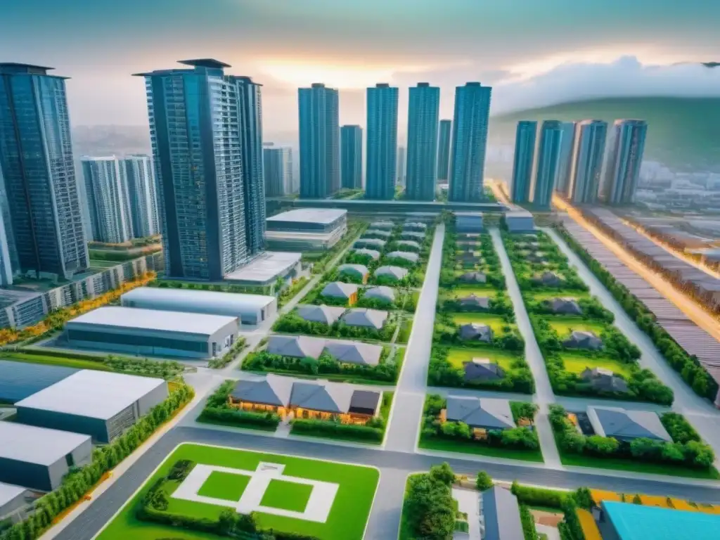 Portafolio Inmobiliario Diversificado: Inversiones Estratégicas en 8k Portafolio diversificado de inversión inmobiliaria con propiedades residenciales, comerciales e industriales en entornos urbanos y suburbanos, destacando arquitectura moderna y áreas verdes