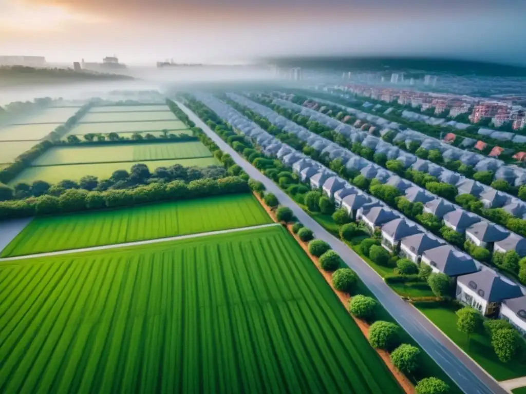 Portafolio inmobiliario diverso y equilibrado: armonía urbana Un portafolio inmobiliario diverso y equilibrado integrado en un paisaje urbano vibrante, demostrando estrategias de rebalanceo