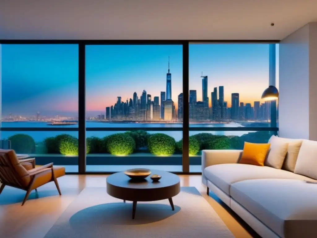 Portafolio inmobiliario diverso en vibrante ciudad al atardecer Portafolio inmobiliario diverso y moderno en ciudad vibrante al anochecer, destacando estrategias de rebalanceo