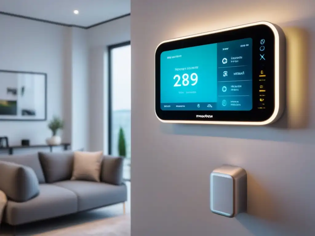 Seguridad ultramoderna para coliving: control biometrico y AI Prácticas seguridad privacidad coliving: Sistema de seguridad ultramoderno en un espacio minimalista y elegante