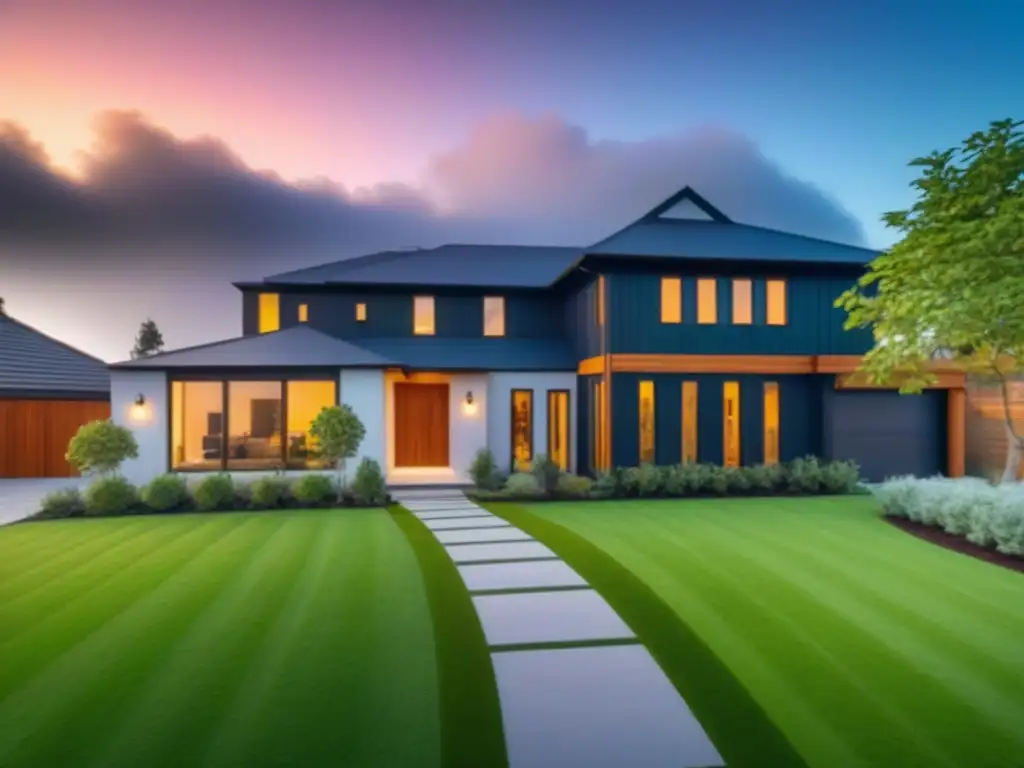 Comparación casas: FHA vs Comparación de préstamo FHA vs convencional: casas moderna y tradicional con jardines y diseño único