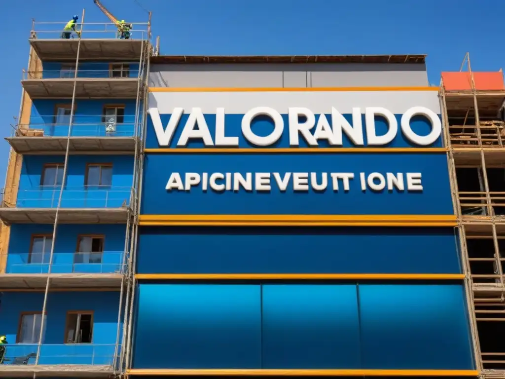 Rehabilitación de propiedad comercial: Valorizando tu inversión Proceso de rehabilitación de propiedad comercial con atención al detalle bajo cielo azul
