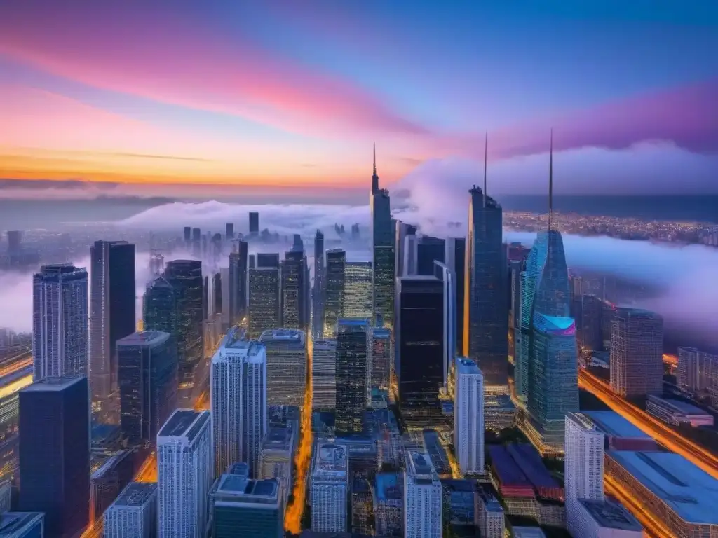 Inversión inmobiliaria al atardecer: profesionales colaborando en la ciudad Profesionales en una ciudad al atardecer, analizando estrategias de inversión inmobiliaria en ciclos económicos