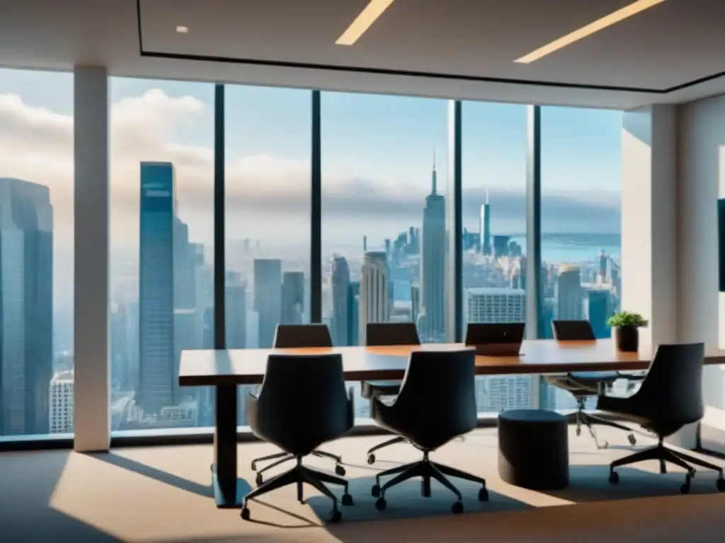 Profesionales analizan valuación inmobiliaria en sala de reuniones moderna Profesionales analizan datos de valoración inmobiliaria en sala luminosa, destacando privacidad y colaboración