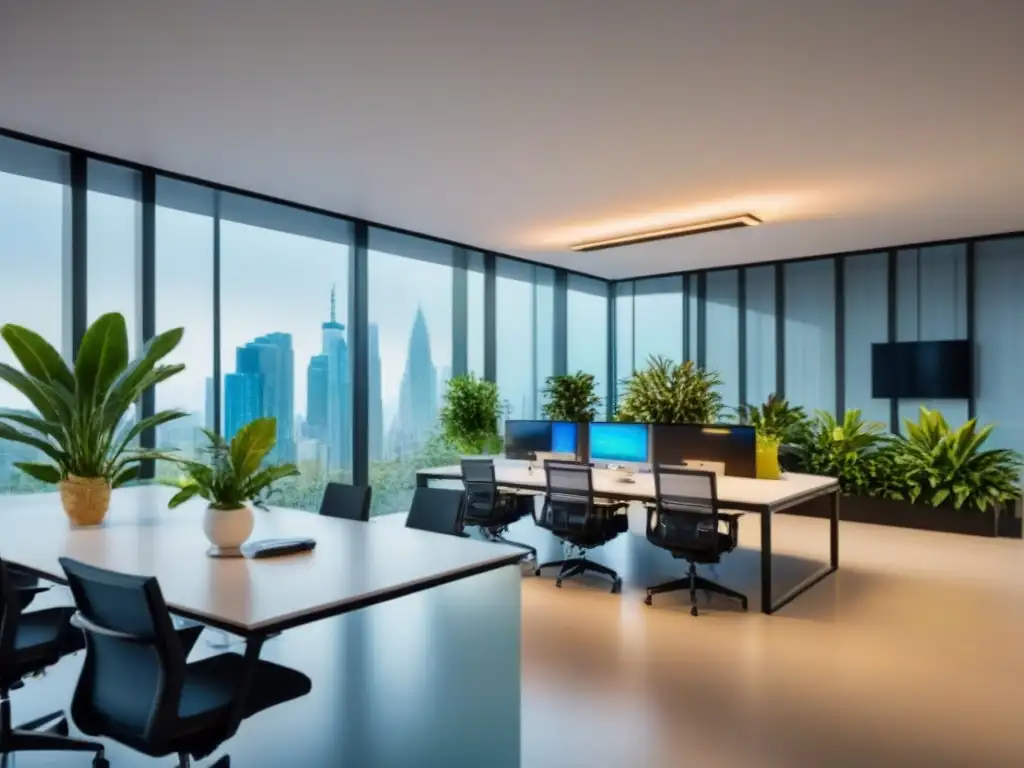 Espacio comercial moderno y colaborativo con diseño innovador Profesionales innovando en un espacio comercial moderno con diseño funcional
