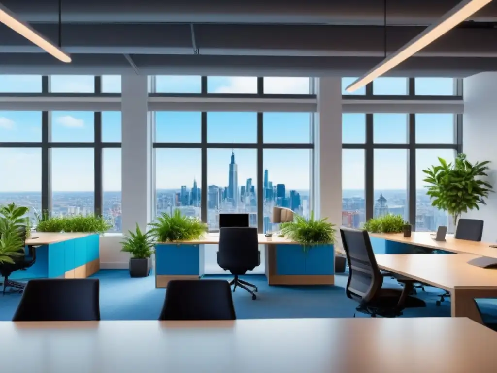 Espacio de coworking moderno y vibrante en la ciudad Profesionales colaborando en un espacio coworking moderno, vibrante y sofisticado, con vista a la ciudad