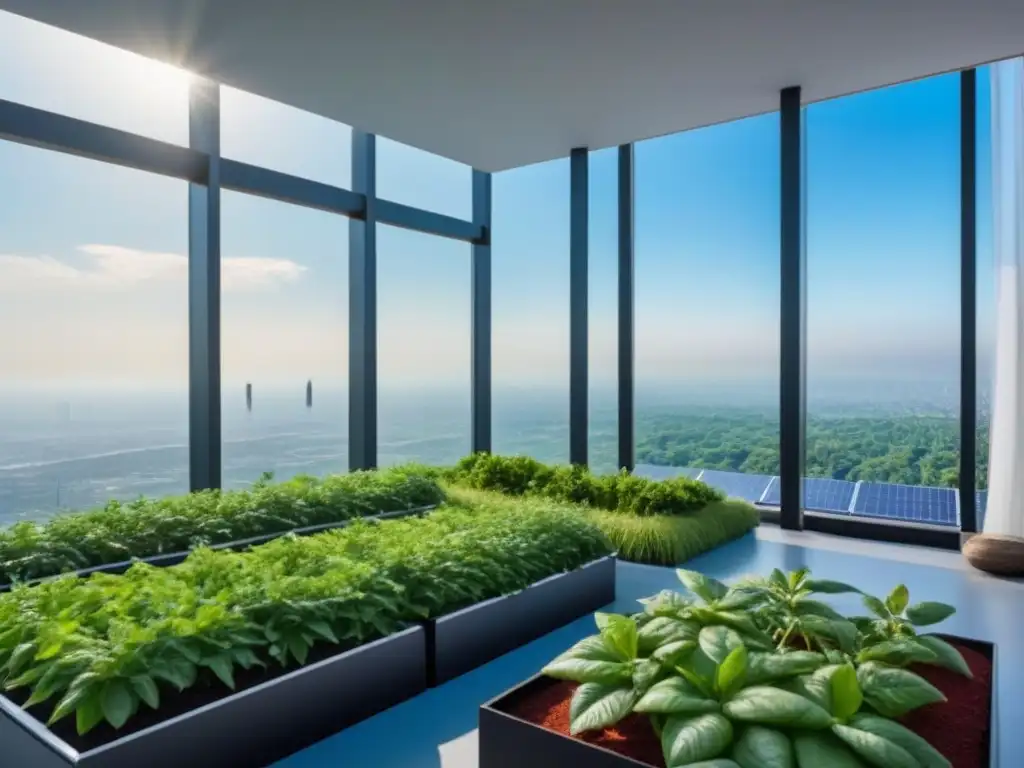 Inversión sostenible en bienes raíces: colaboración ética Profesionales debatiendo frente a rascacielos sostenible con paneles solares, reflejando ética en inversión inmobiliaria sostenible