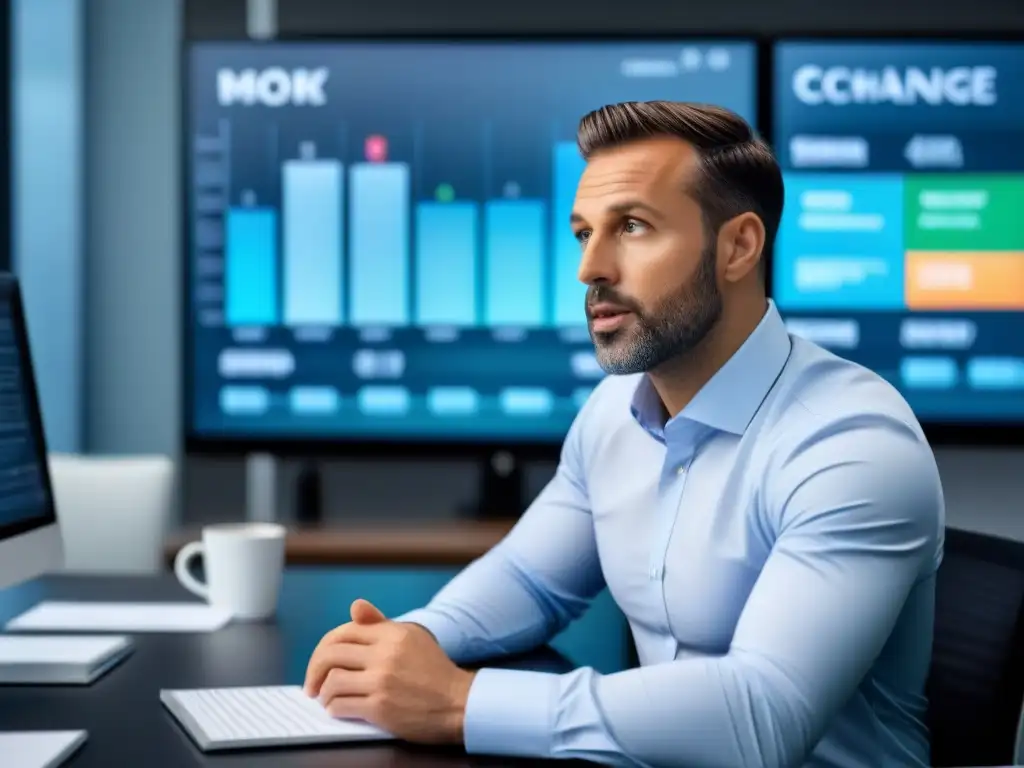 Profesionales debatiendo estrategias financieras en oficina moderna Profesionales debaten sobre impacto, sostenibilidad y rendimiento financiero en oficina moderna