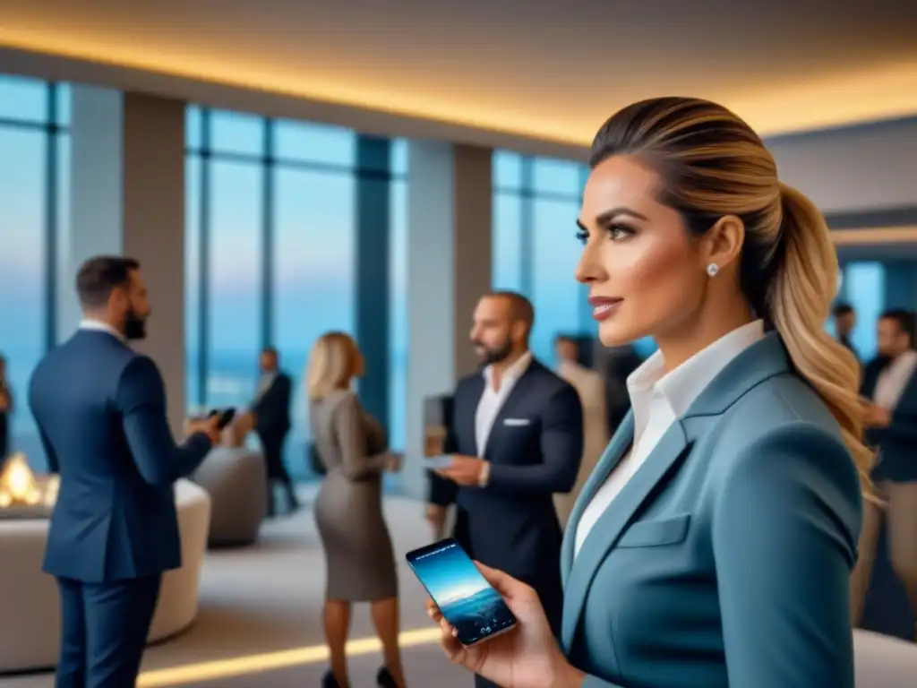 Evento de networking de lujo en el sector inmobiliario de alto nivel Profesionales inmobiliarios de lujo en evento de networking exclusivo