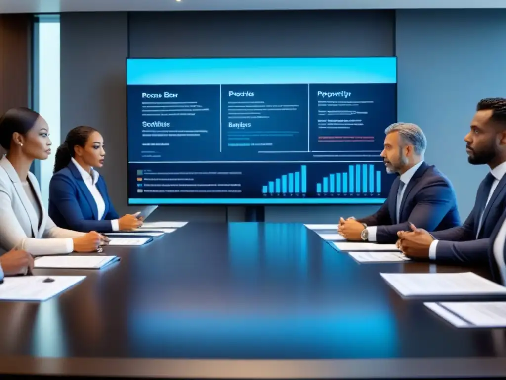 Profesionales de la industria inmobiliaria: colaboración y tecnología Profesionales inmobiliarios discutiendo en sala moderna